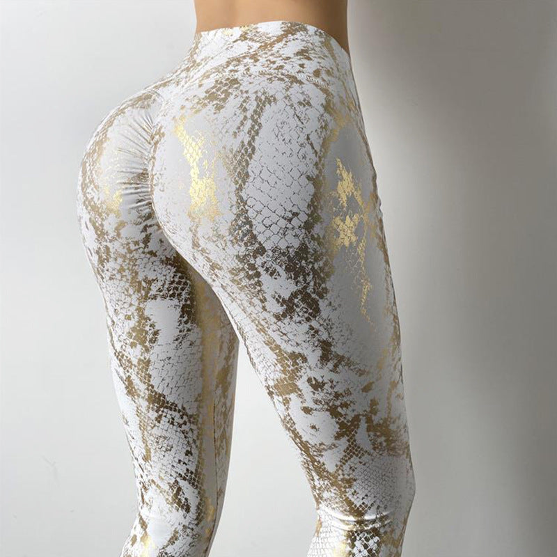 Snakeskin Pattern Peach Hip Fitness High-waist Hip-lifting Sweatpants