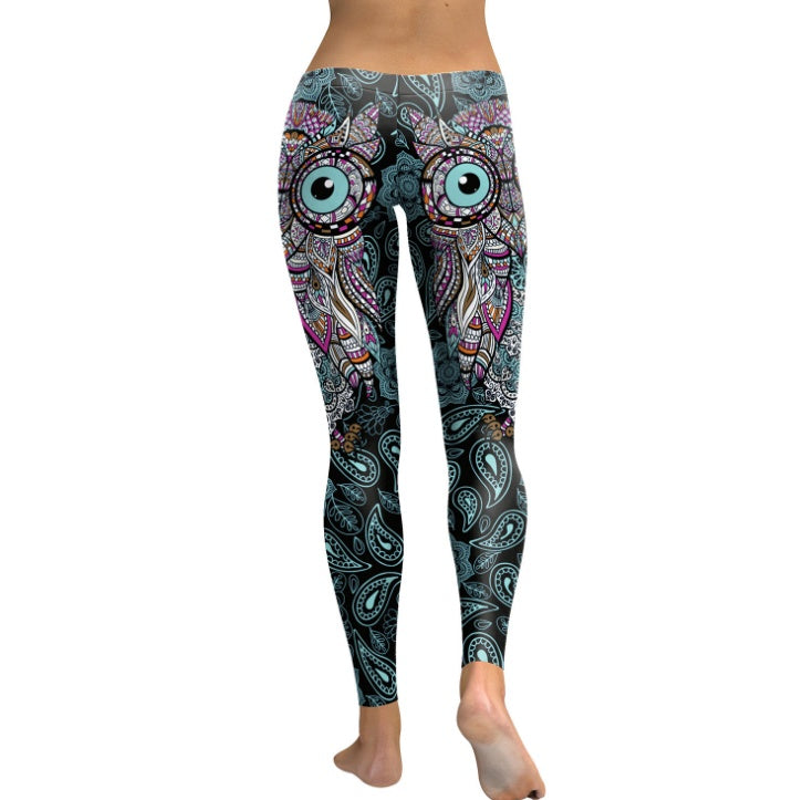 NADANBAO Nouvelle Conception 2021 Leggings Femmes Cool Hibou Impression Numérique Fleur D'entraînement de Remise En Forme Leggins Mince Élastique Plus La Taille Pantalon Legins