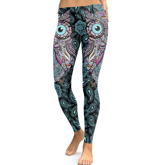 NADANBAO Nouvelle Conception 2021 Leggings Femmes Cool Hibou Impression Numérique Fleur D'entraînement de Remise En Forme Leggins Mince Élastique Plus La Taille Pantalon Legins