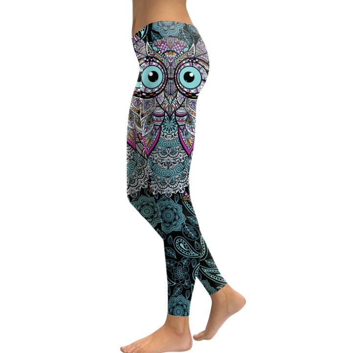 NADANBAO Nouvelle Conception 2021 Leggings Femmes Cool Hibou Impression Numérique Fleur D'entraînement de Remise En Forme Leggins Mince Élastique Plus La Taille Pantalon Legins