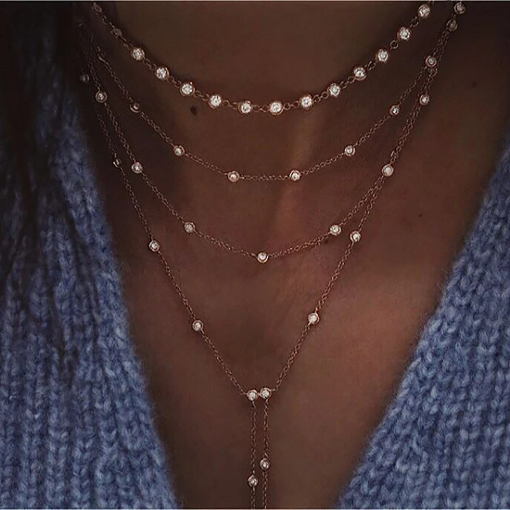 New Collier Vintage Crystal Geometry Star Moon Lock Necklace For Women 2020 Boho Multi-level Pendants Necklaces Chokers Jewelry Gift