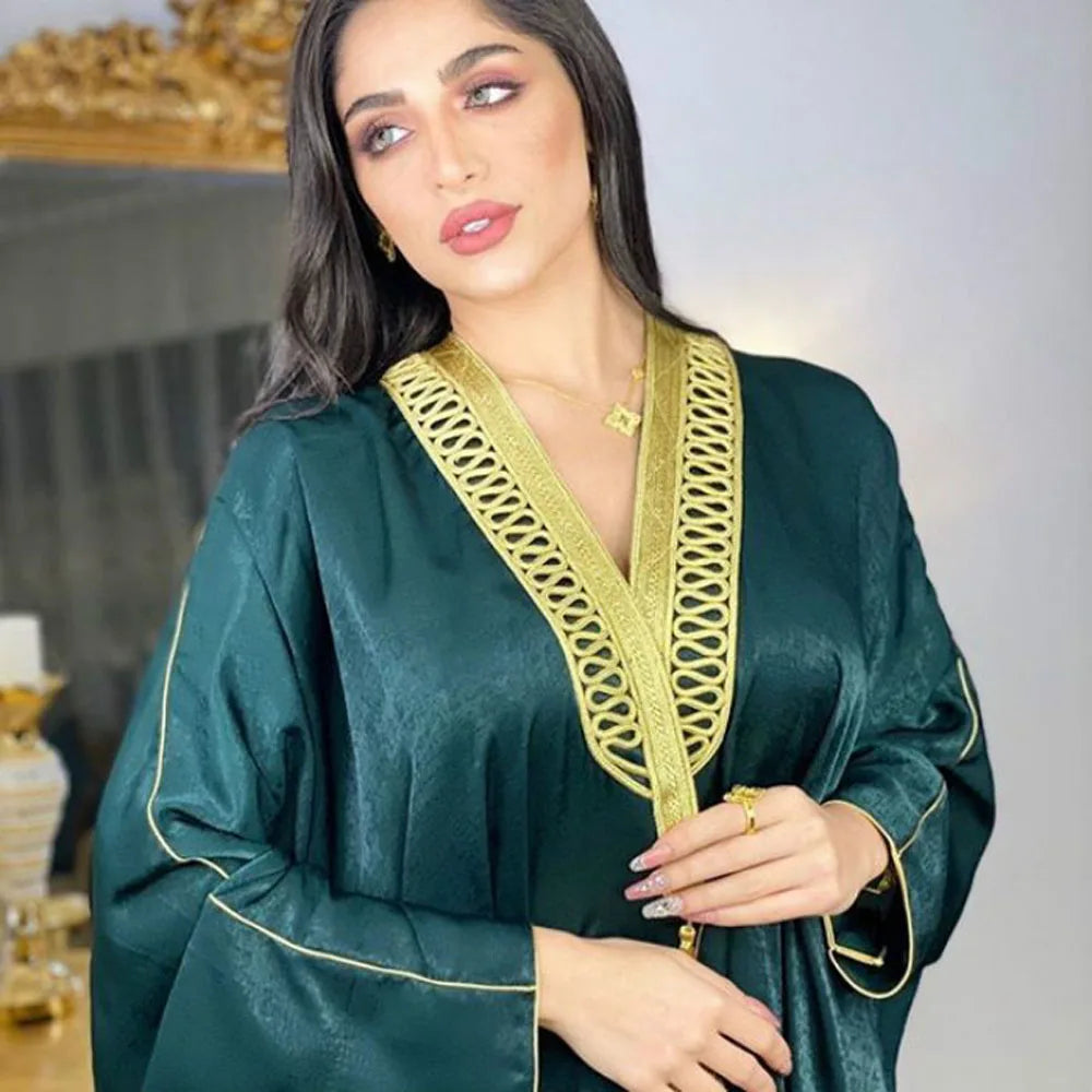 Eid Mubarak  Fashion Women Dress Open Abaya Satin Dubai  Islamic Clothing Kimono Abayaa Long Robe Gown  Kaftan