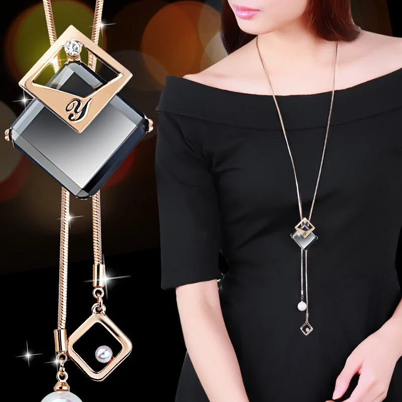 BYSPT Women Pendant Necklaces Flower Necklace Female Long Winter Sweater Chain Accessories