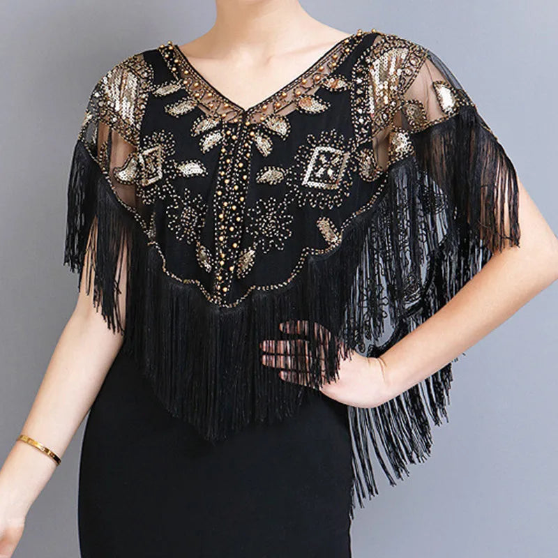 Bling Tassels Blouse Shirt Sexy Women Summer Sequin Casual Tops Camiseta Mujer Poncho Shirt Blusas Pullover Party Club Clothing