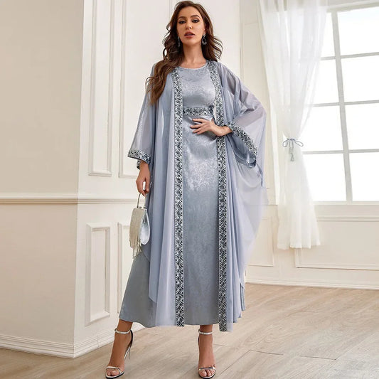 Women Eid Muslim Sets Arab Musulman Ensemble Ramadan Dubai Cardigan Abayas Two Pieces Vestidos Dubai Class Party  Loose