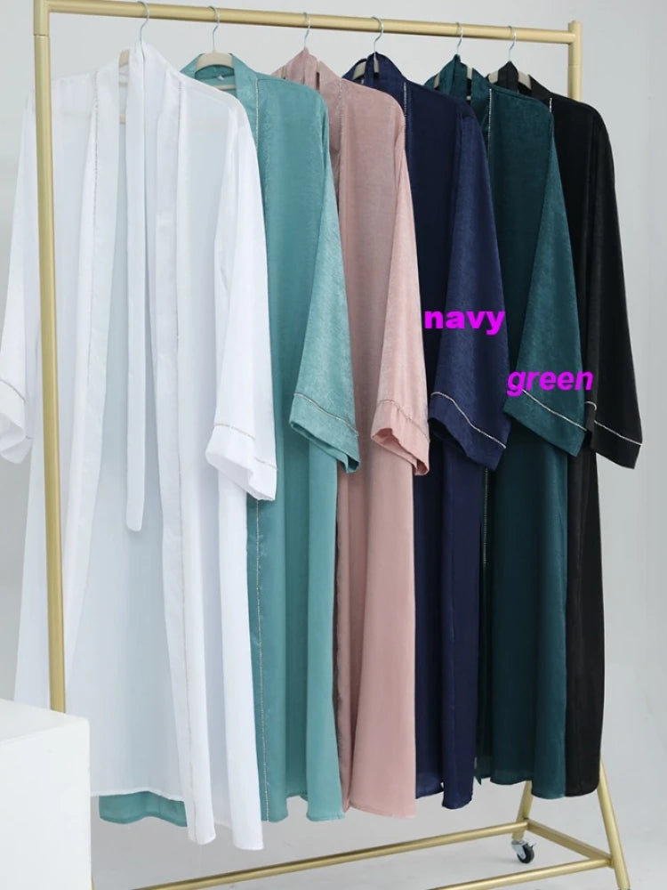 Ramadan Prayer Muslim Abaya for Women Eid Dress Diamond  Lace-up Abayas Kaftan Islam Cardigan Dubai Arab Long Robe 2024