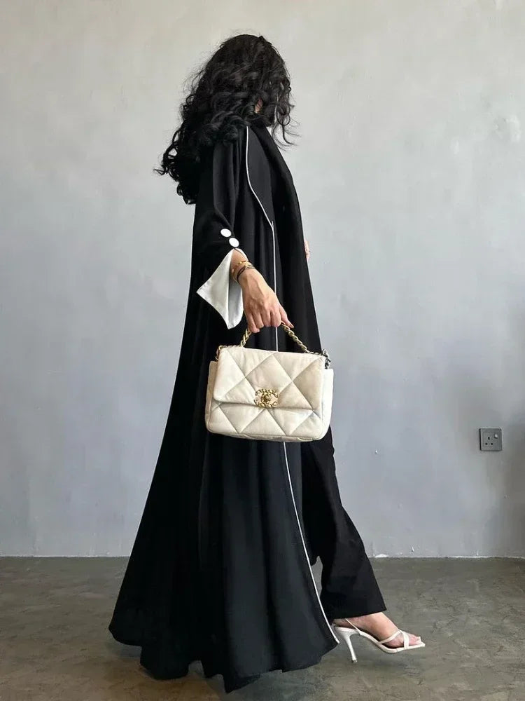 Elegant Button Split Sleeve Sleeve Muslim Abaya for Women Abayas Maxi Vestidos Morocco Kaftan Turkey Arabic Long Robe 2023