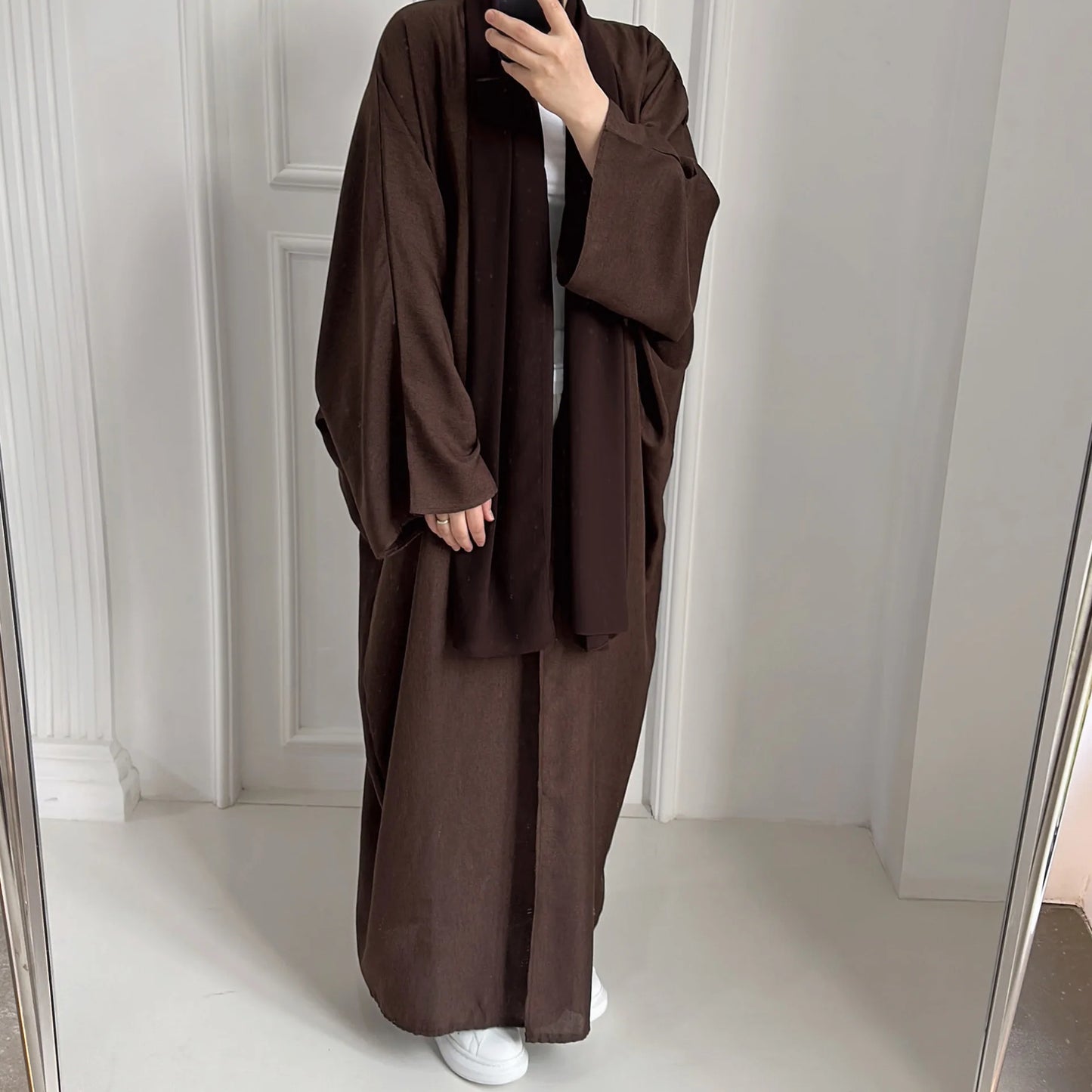 Fashion Modest Abaya Kimono Dubai Muslim Cardigan Abayas Women Casual Robe Female Islam Clothes Linen Blend Oversize Coats