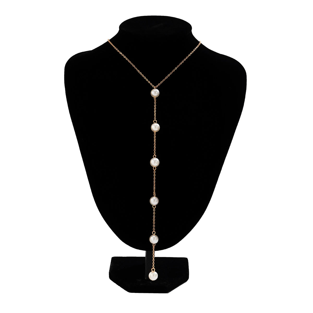 IngeSight.Z Simple Long Imitation Pearls Back Necklace For Women Sexy Tassel Harness Bikini Chest Chain Body Jewelry Mujer