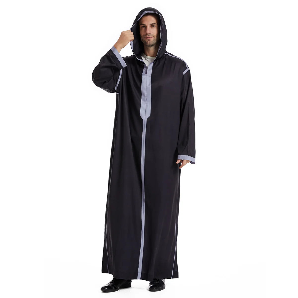 Eid Muslim Men Jubba Thobe Mens Hooded Long Dress Islamic Ramadan Long Robe Saudi Musulman Wear Abaya Caftan  Arab Dress