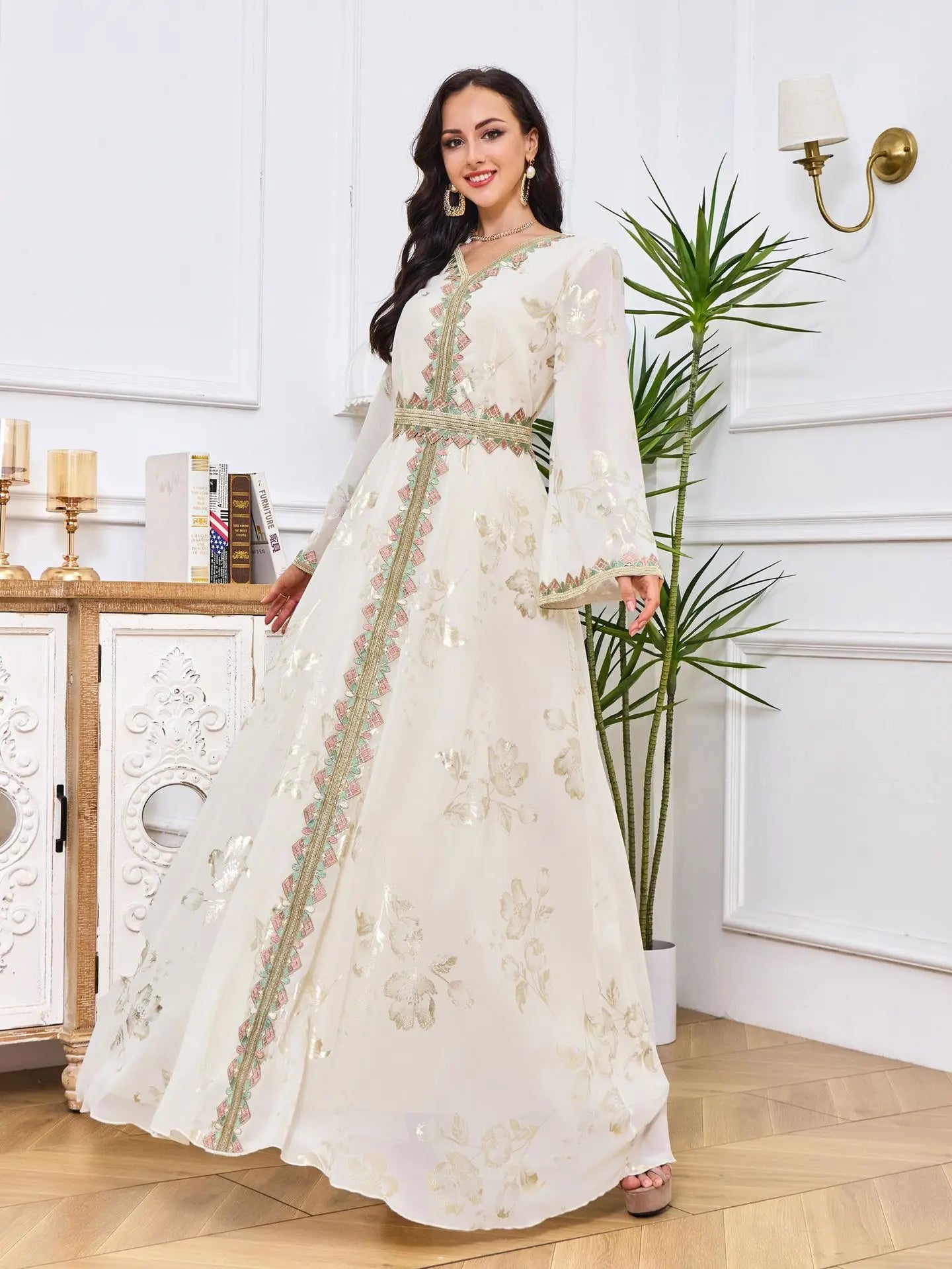 Moroccan Party Kaftan Muslim Women Belted Embroidery Abaya Ramadan Jalabiya Eid Wedding Evening Dresses Abayas Caftan Elegant