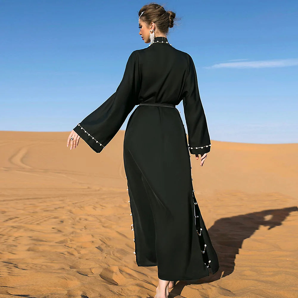 Eid Muslim Abaya Dress Women Ramadan Eid Kaftans Abayas Beading Saudi Arabic Islam Muslim Long Dress Robe Caftan Vestidos 2023