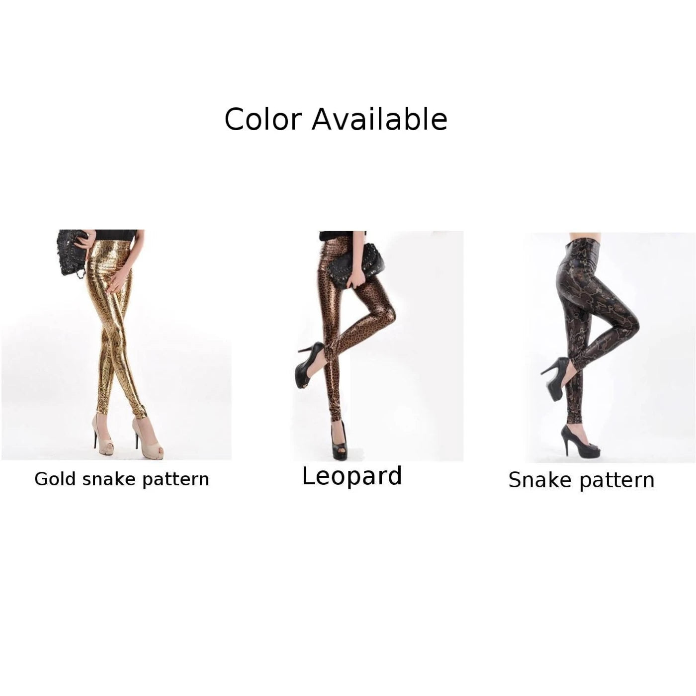 Women Sexy Faux Leather Snake Patterned High Rise Shiny Wet Look Shiny Print Slim Pants Stretch Leggings Cropped Women's Pants