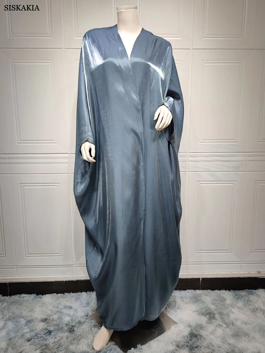 Dubai Fashion Casual Open Abaya Silk Satin Corban Eid Al Adha 2023 New