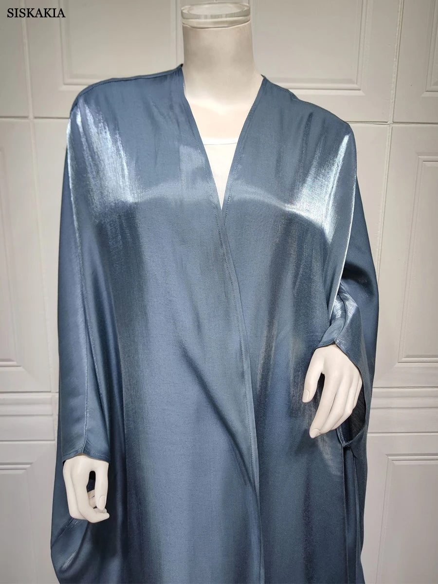 Dubai Fashion Casual Open Abaya Silk Satin Corban Eid Al Adha 2023 New