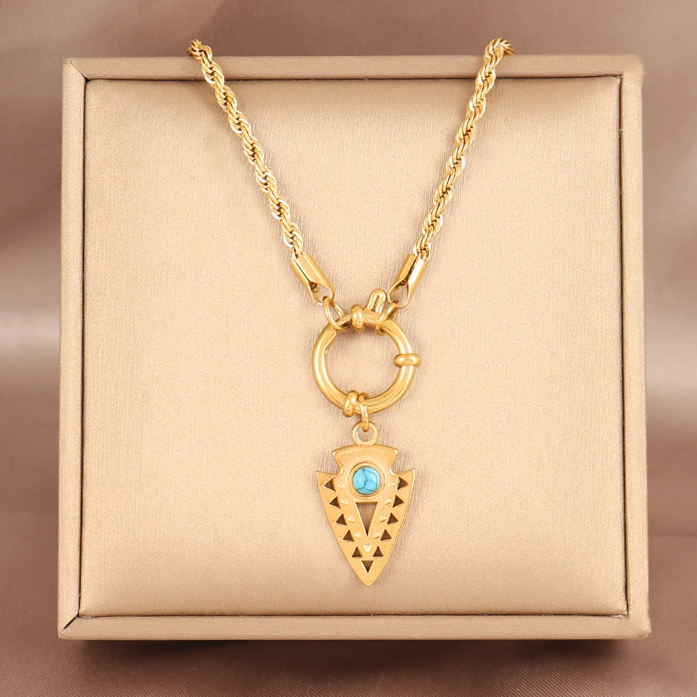 316L Stainless Steel Love Heart Necklace Geometry Sun Totem Pendent Necklaces Chain For Charm Women Party Fashion Jewelry