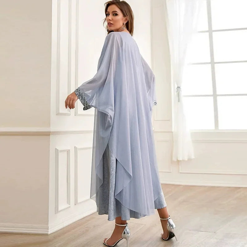 Women Eid Muslim Sets Arab Musulman Ensemble Ramadan Dubai Cardigan Abayas Two Pieces Vestidos Dubai Class Party  Loose