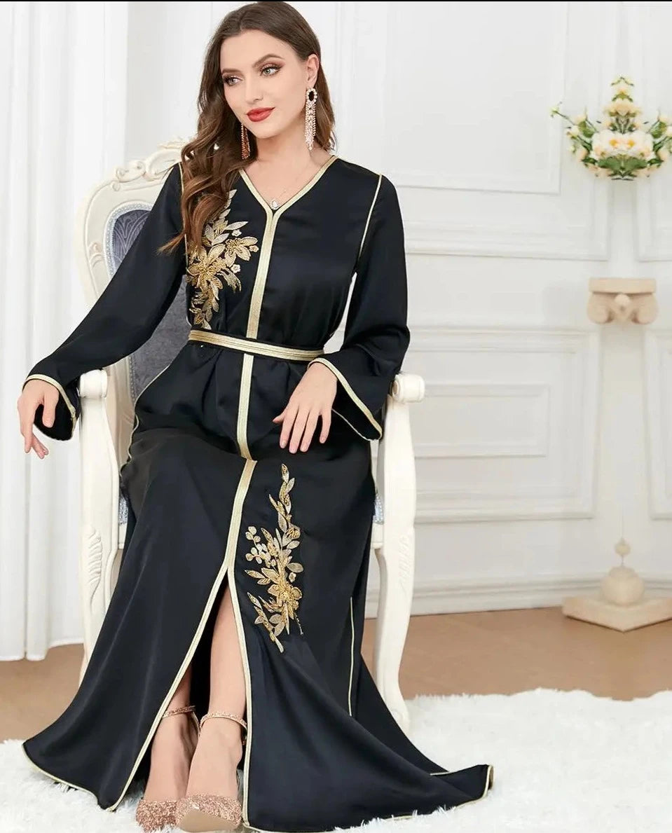 Rhinestone Party Gown Women Long Dress Turkey Middle East Arab Abaya Islamic Jalabiya Caftan Ramadan Eid