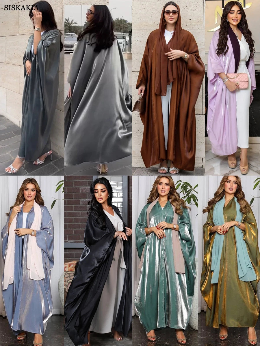 Dubai Fashion Casual Open Abaya Silk Satin Corban Eid Al Adha 2023 New