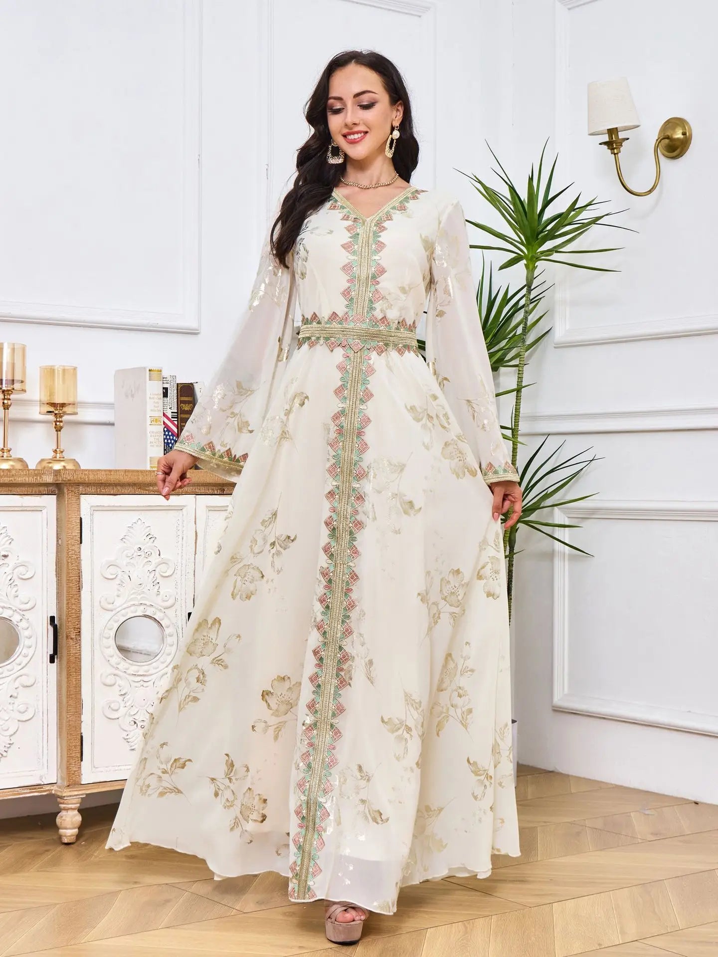 Moroccan Party Kaftan Muslim Women Belted Embroidery Abaya Ramadan Jalabiya Eid Wedding Evening Dresses Abayas Caftan Elegant