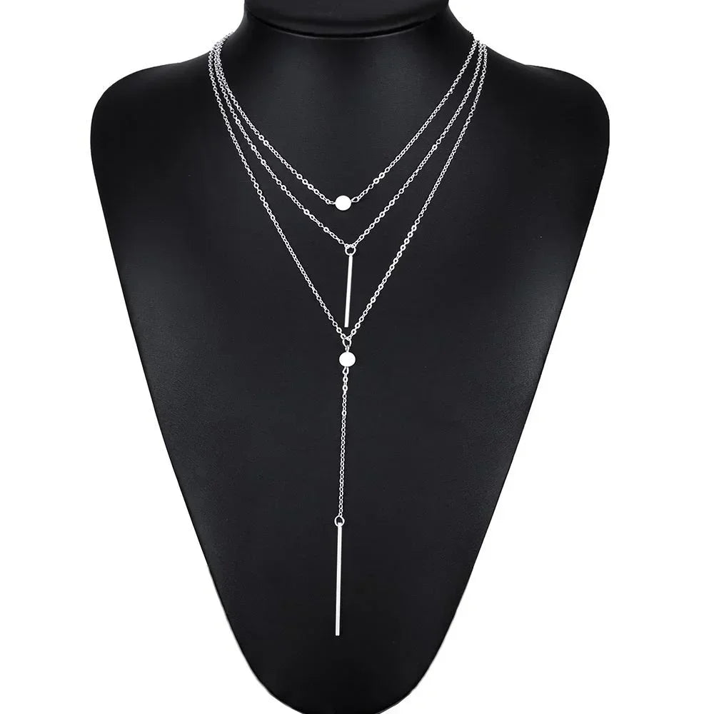 Collier Delysia King Multi-layer Small Dot  Pendant Trendy Stainless Steel Statement Necklaces Woman