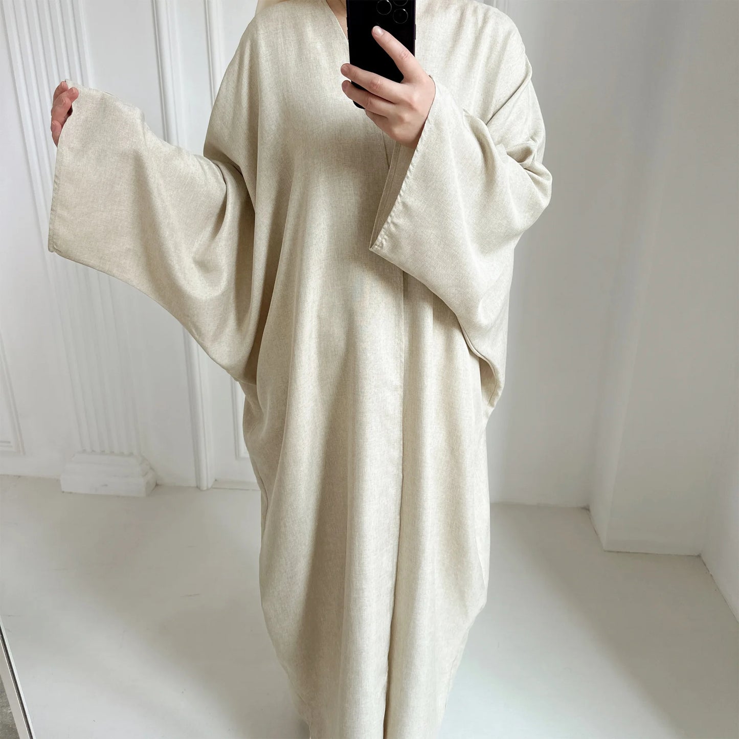 Fashion Modest Abaya Kimono Dubai Muslim Cardigan Abayas Women Casual Robe Female Islam Clothes Linen Blend Oversize Coats