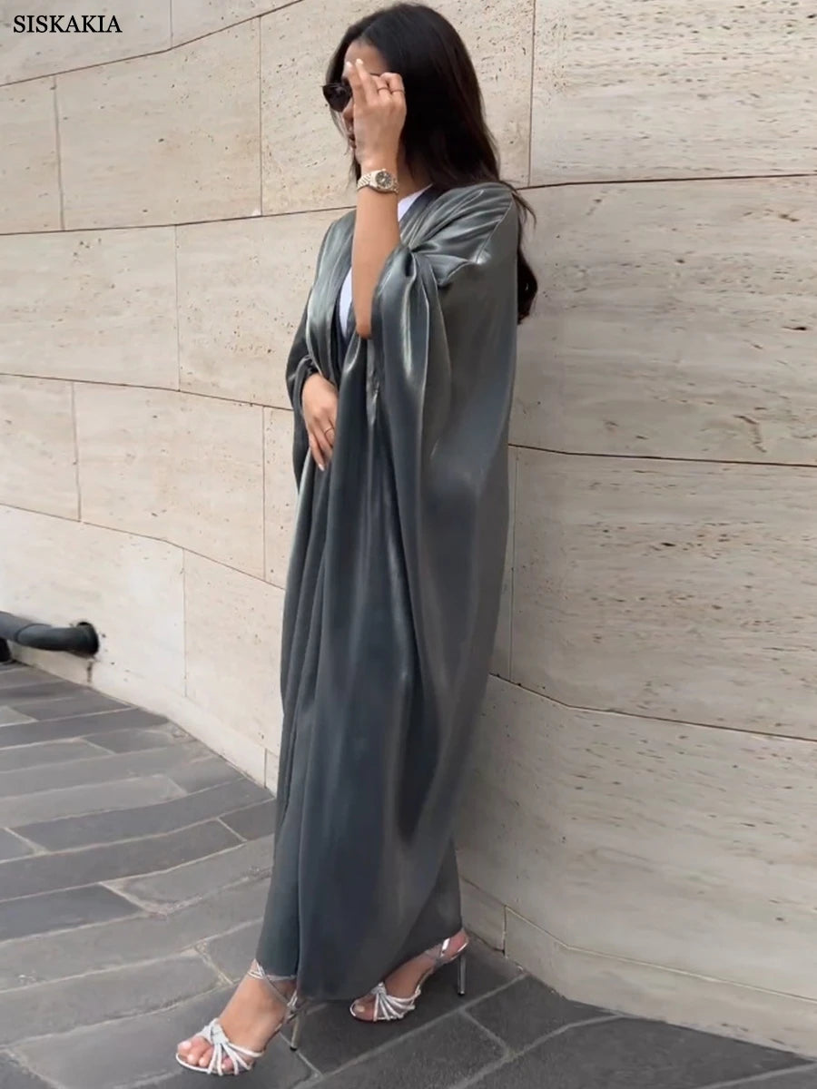 Dubai Fashion Casual Open Abaya Silk Satin Corban Eid Al Adha 2023 New