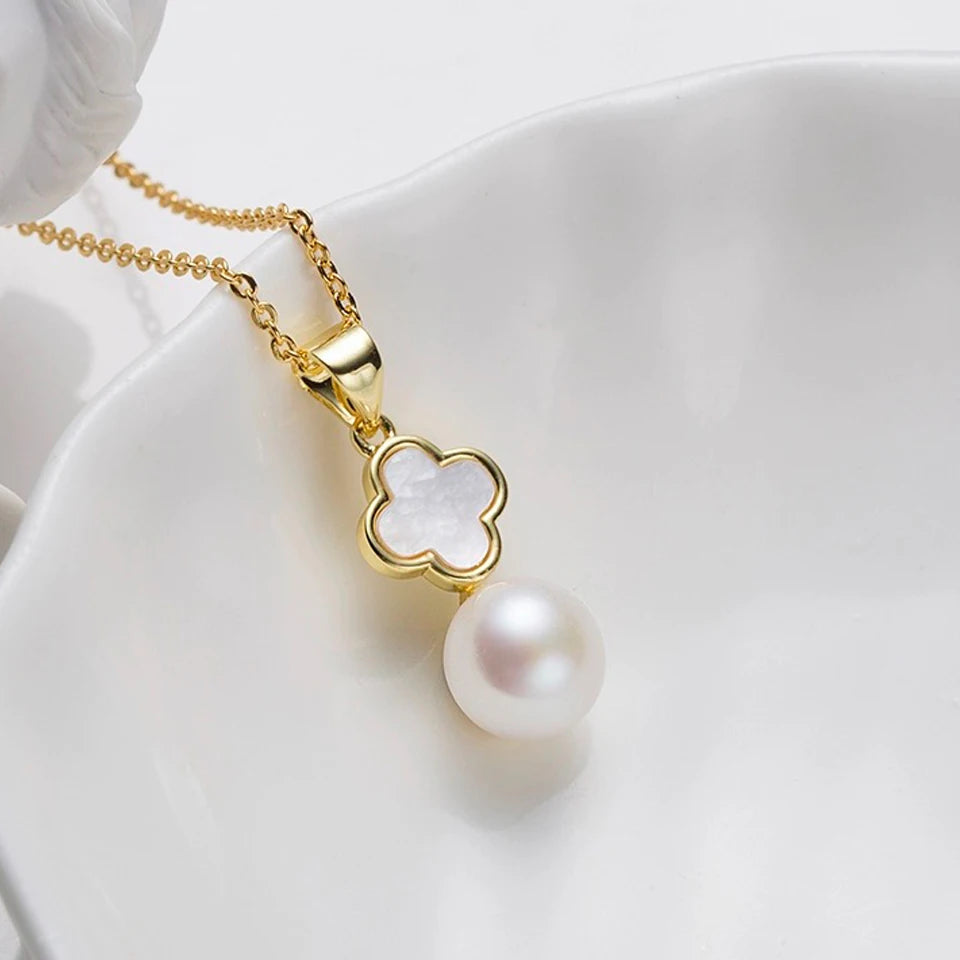 7mm Freshwater Pearl Set  Jewelry  for Women Flowers Sea Shell Pendant  Earrings Stud Party  Charm Gift Set Natural Pearl Ring