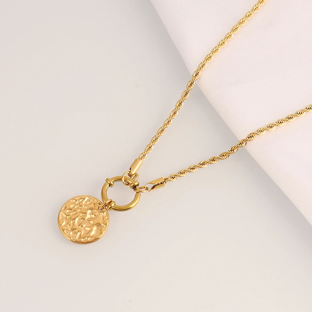 316L Stainless Steel Love Heart Necklace Geometry Sun Totem Pendent Necklaces Chain For Charm Women Party Fashion Jewelry