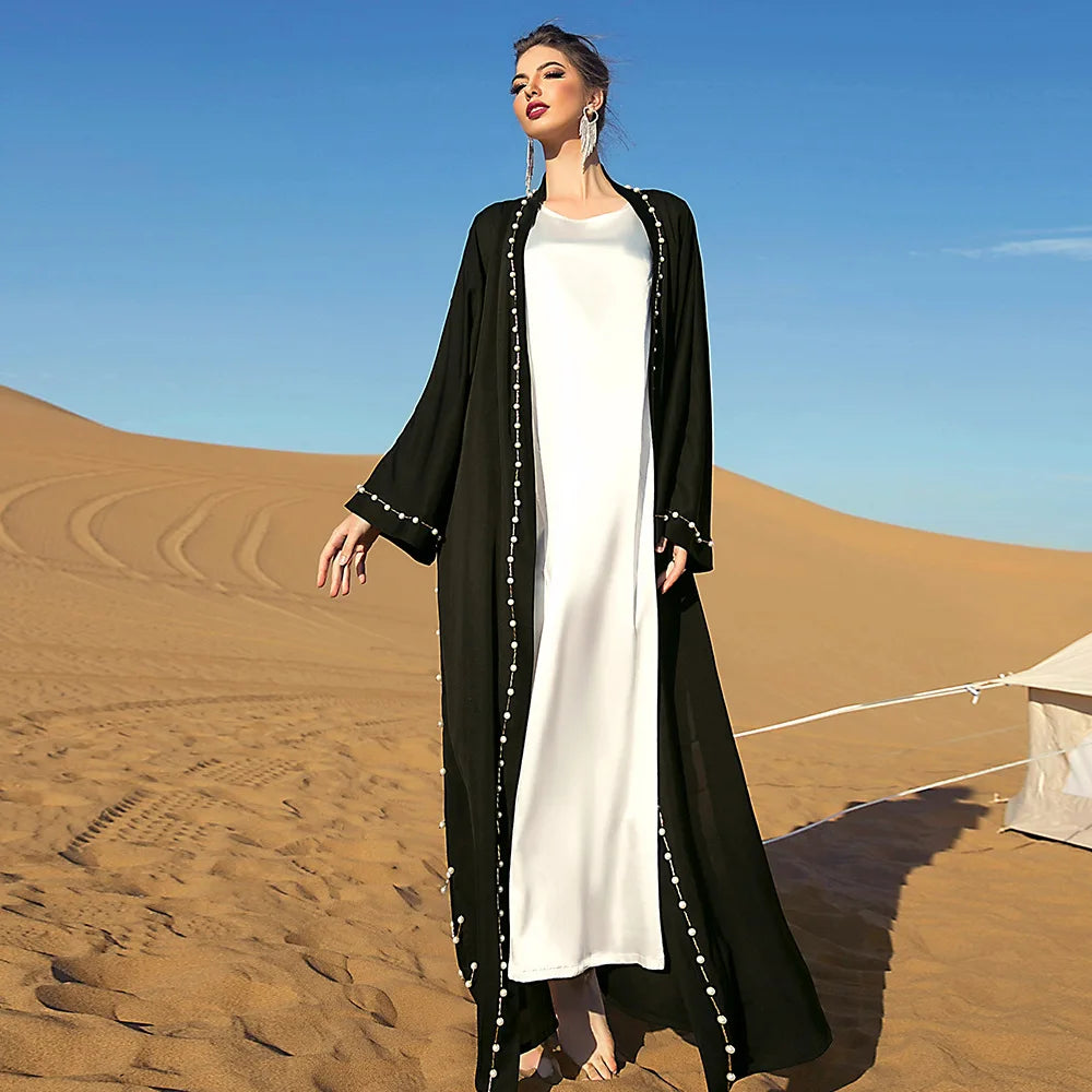 Eid Muslim Abaya Dress Women Ramadan Eid Kaftans Abayas Beading Saudi Arabic Islam Muslim Long Dress Robe Caftan Vestidos 2023