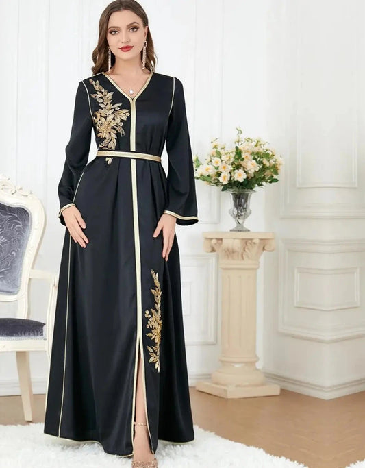 Rhinestone Party Gown Women Long Dress Turkey Middle East Arab Abaya Islamic Jalabiya Caftan Ramadan Eid