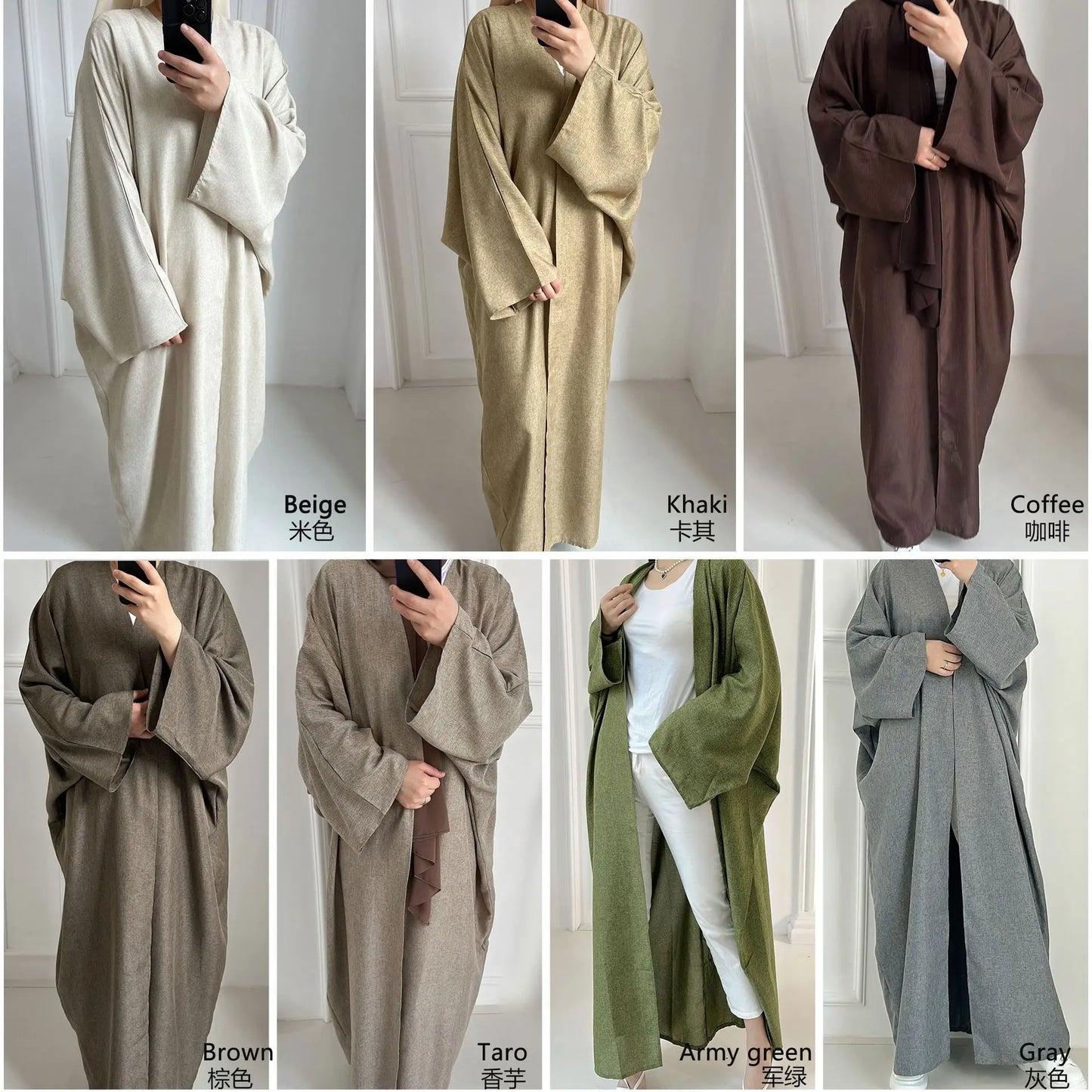 Fashion Modest Abaya Kimono Dubai Muslim Cardigan Abayas Women Casual Robe Female Islam Clothes Linen Blend Oversize Coats