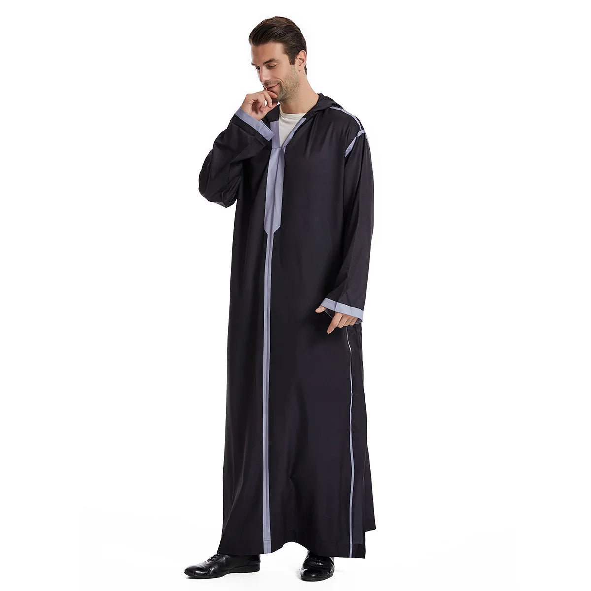 Eid Muslim Men Jubba Thobe Mens Hooded Long Dress Islamic Ramadan Long Robe Saudi Musulman Wear Abaya Caftan  Arab Dress