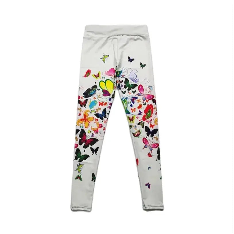 Leggings Butterfly flower print casual high waist hip lift elastic elastic waist tight-fitting daily wear travel working women's leggings